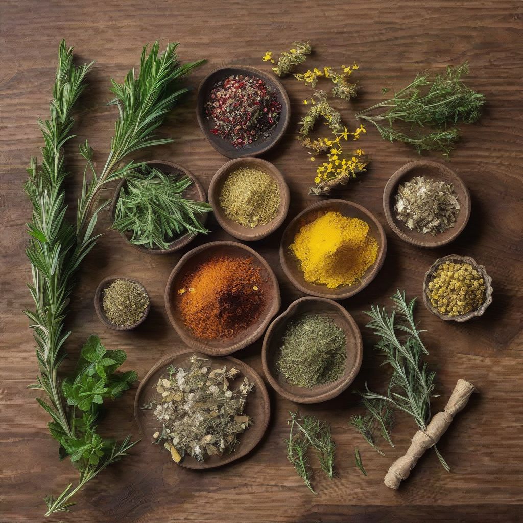 Fresh Herbs and Spices for Making Herbal Infusions